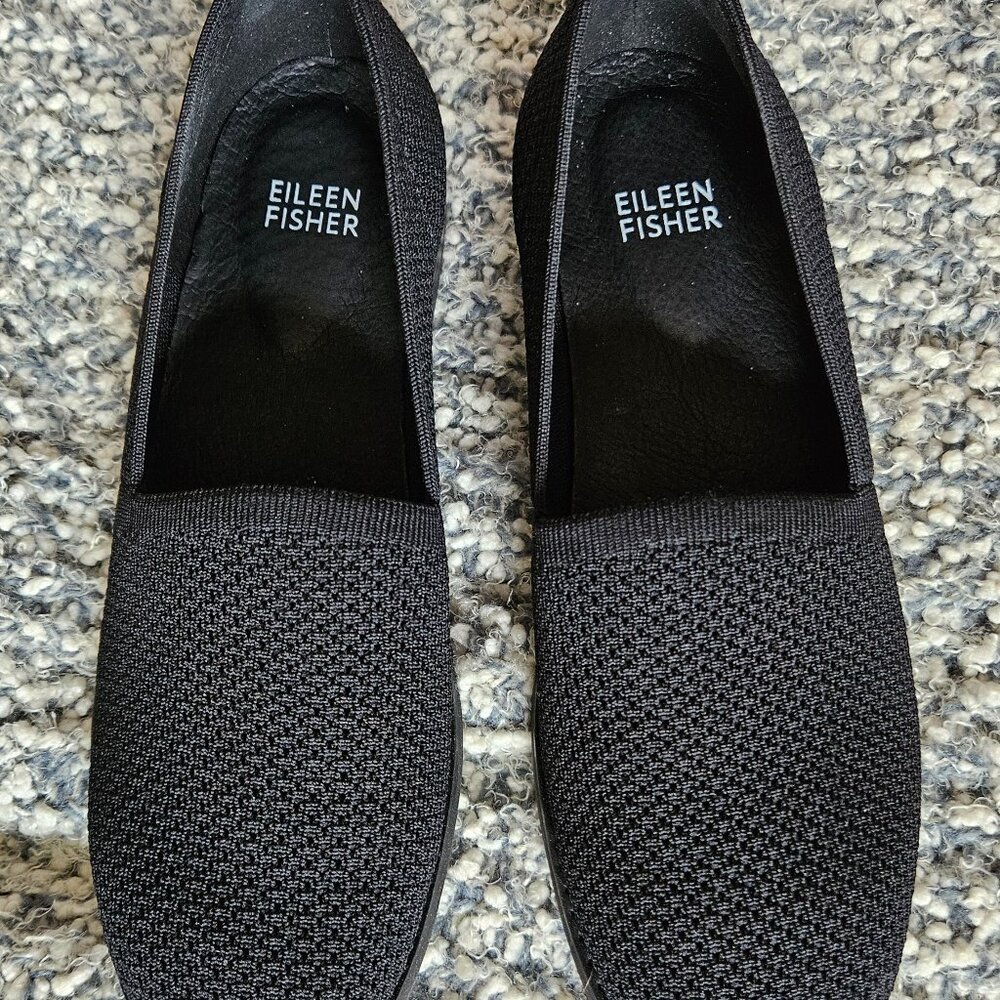 Eileen Fisher black fabric shoes. Size 6.5M (US). In the original box.